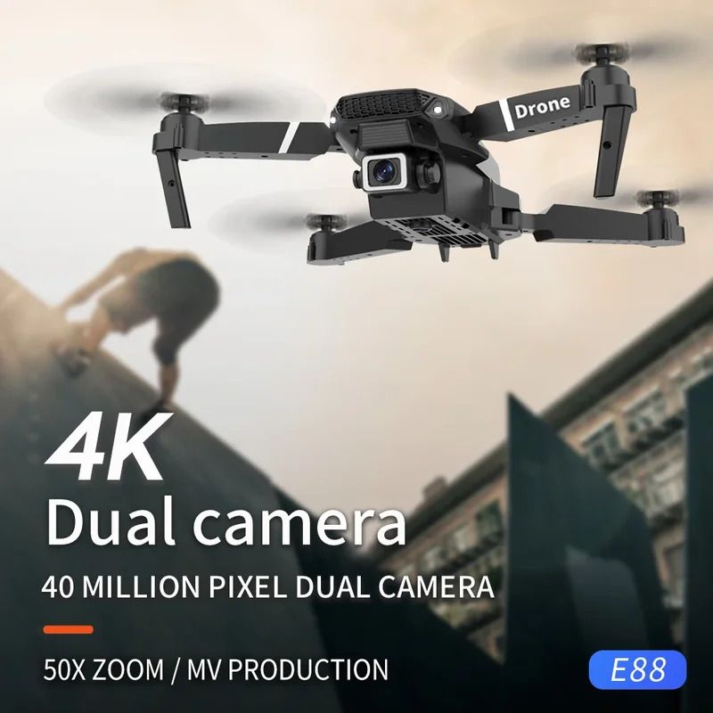 Dron plegable inteligente E88  - Drone Camera Professional reseña y precio