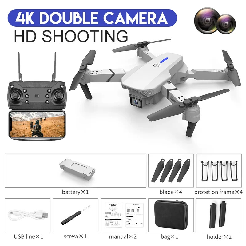 Dron plegable inteligente E88  - Drone Camera Professional reseña y precio
